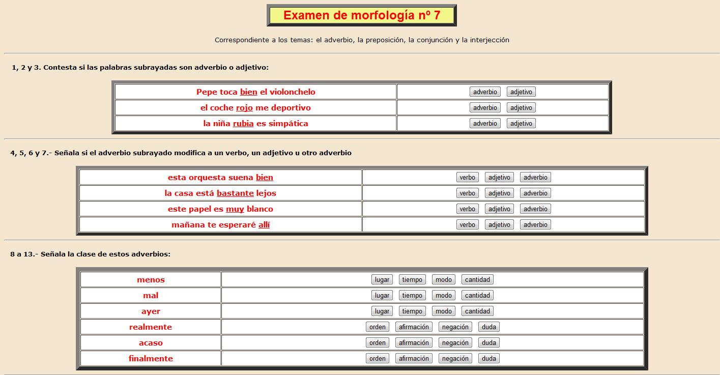 Examen de morfología nº 7 | Recurso educativo 36879