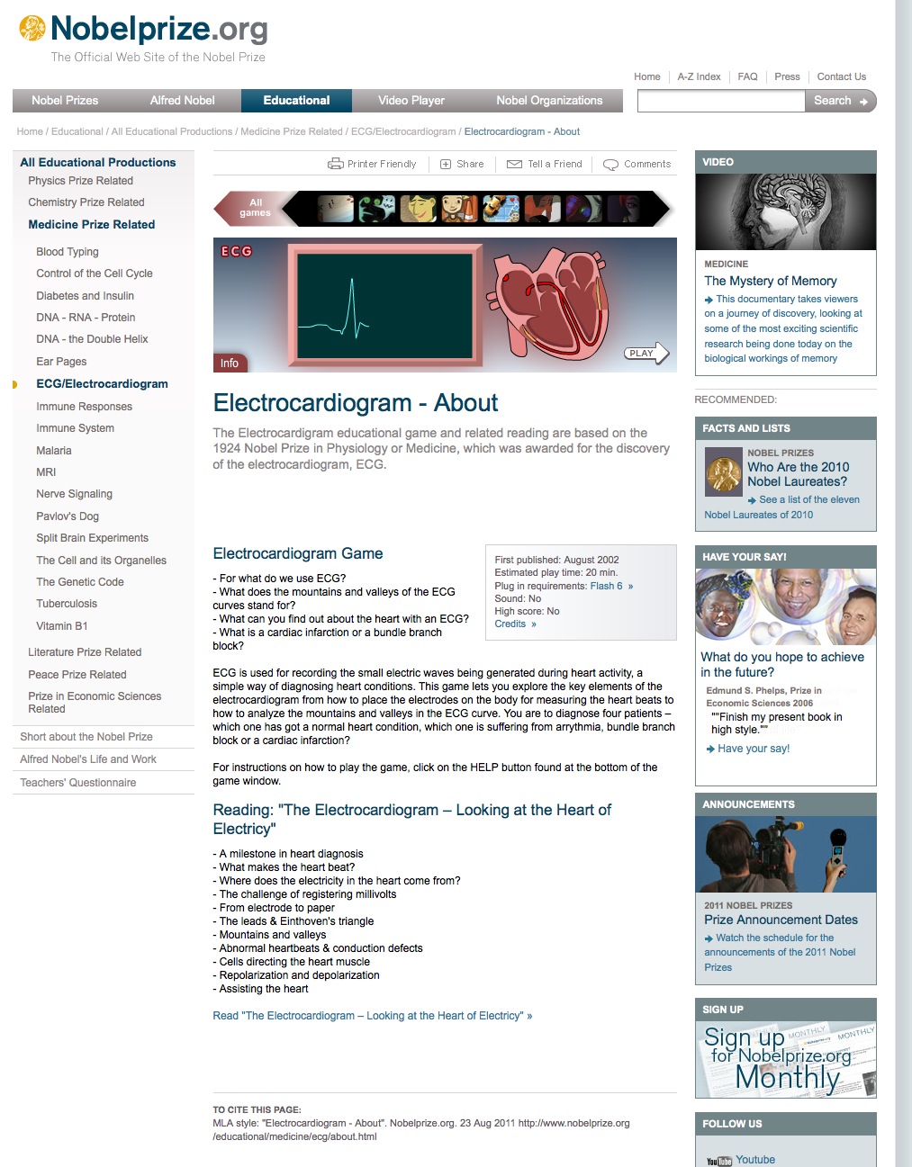 Video game: Electrocardiogram | Recurso educativo 40790