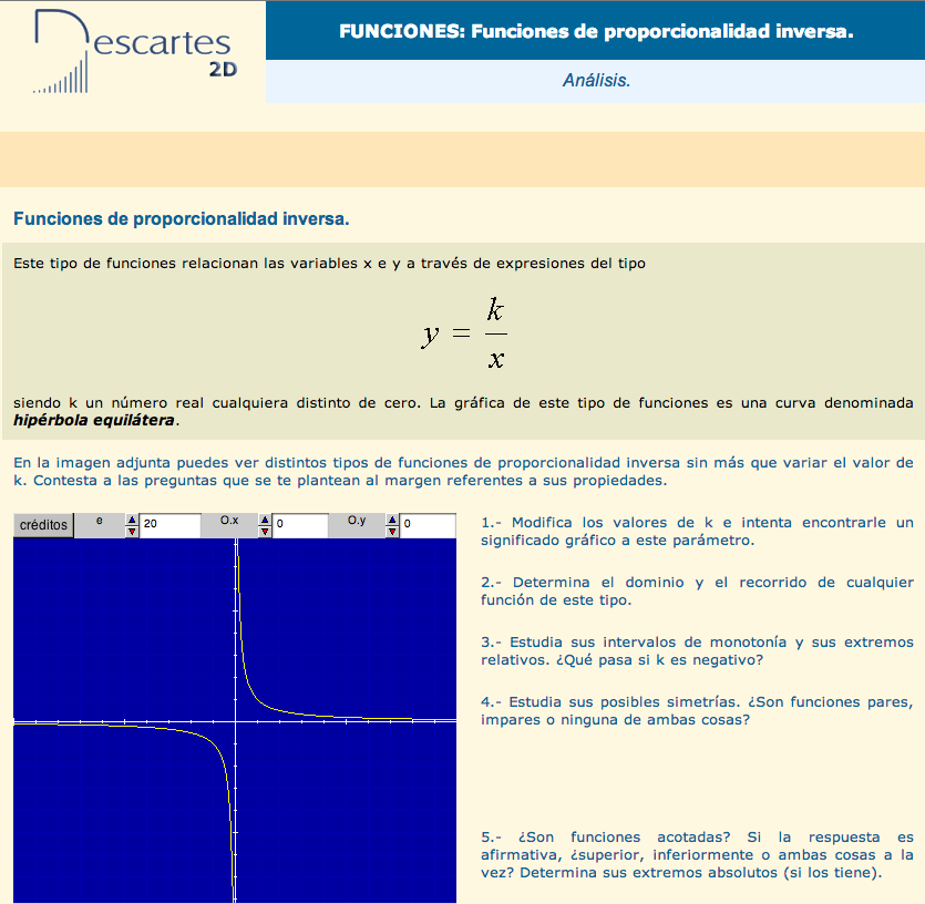 Funciones de proporcionalidad inversa | Recurso educativo 92161